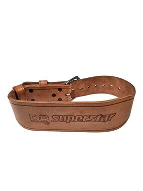 DP Superstar Brown Leather Weightlifting Support Belt 36x4" Adjustable Buckle